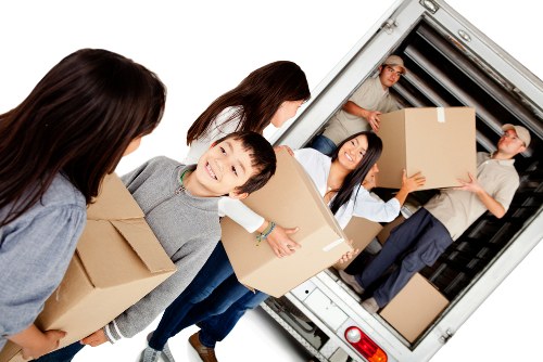 Removal van and packed boxes ready for a Shoreditch home move