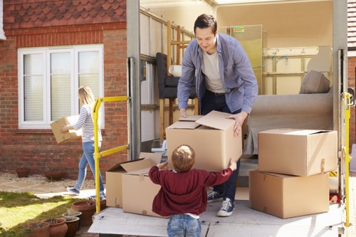 Packed boxes and furniture ready for a Shoreditch home move