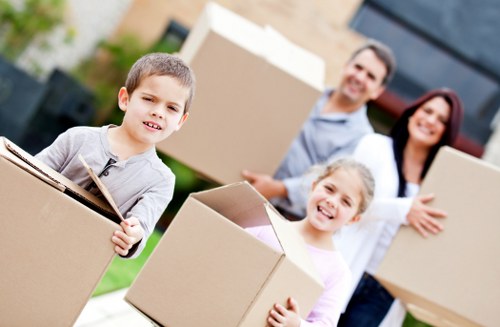 Packed boxes and furniture prepared for a Shoreditch home move