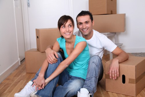 Organised boxes and labelled items for unpacking in Shoreditch