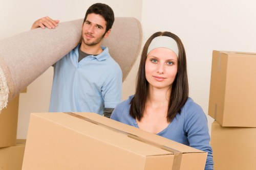 Packed household items ready for transport in Shoreditch